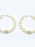 GOLD CREAM PEARL AND CRYSTAL PAVE BALL HOOP EARRINGS# HNE90689GD(IF23)