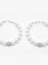 SILVER WHITE PEARL AND CRYSTAL PAVE BALL HOOP EARRINGS # HNE90689RD(IF24)