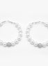 SILVER WHITE PEARL AND CRYSTAL PAVE BALL HOOP EARRINGS # HNE90689RD(IF24)