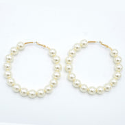 GOLD CREAM PEARL HOOP EARRINGS # HNE90690GDCR(RB12)