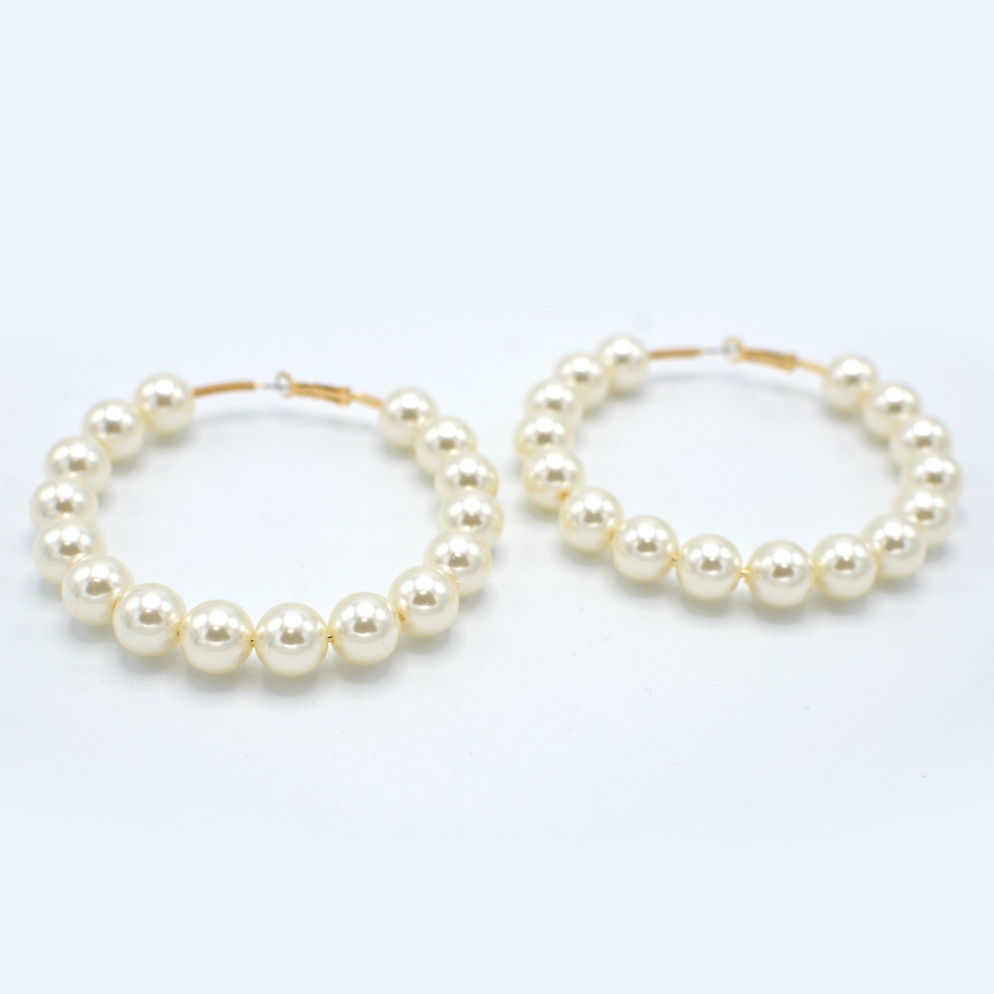 GOLD CREAM PEARL HOOP EARRINGS # HNE90690GDCR(RB12)