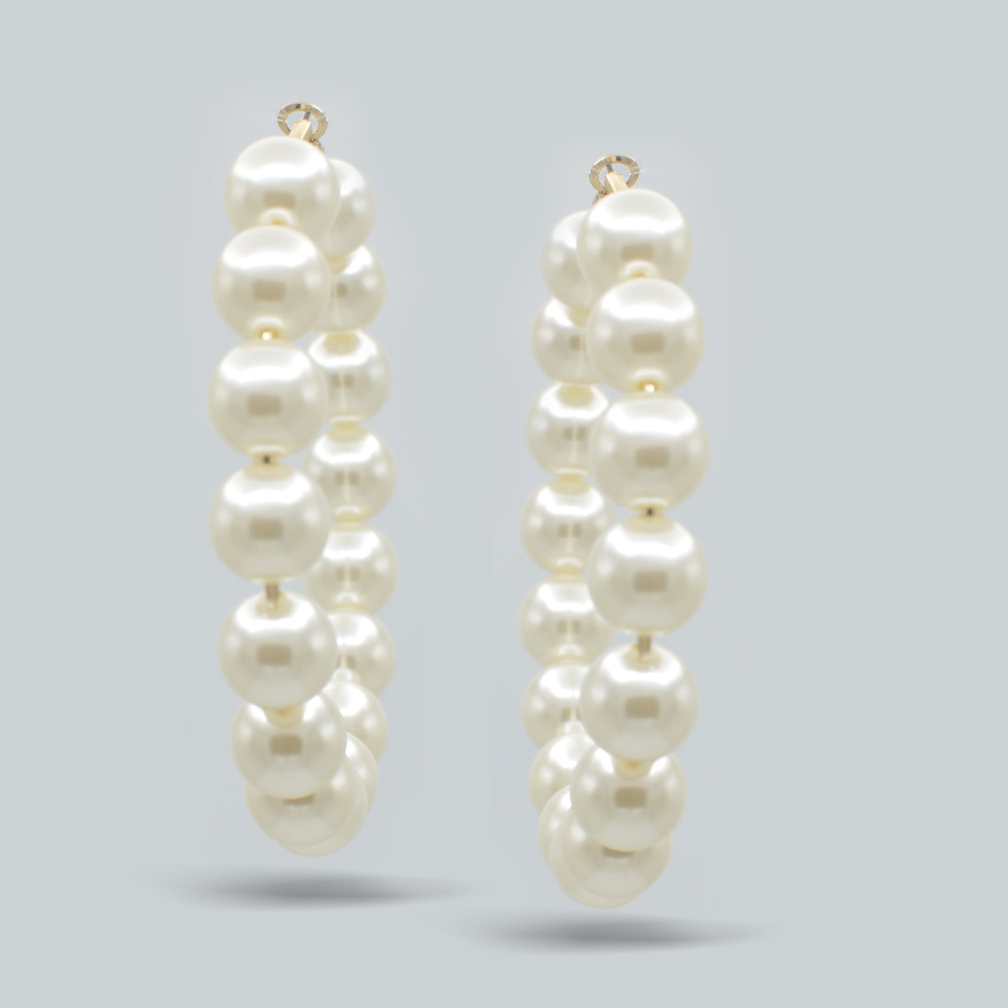 GOLD CREAM PEARL HOOP EARRINGS # HNE90690GDCR(RB12)