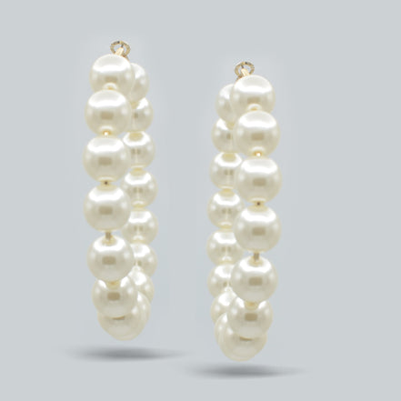 GOLD CREAM PEARL HOOP EARRINGS # HNE90690GDCR(RB12)