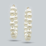 GOLD CREAM PEARL HOOP EARRINGS # HNE90690GDCR(RB12)