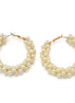GOLD CREAM BIG PEARL WRAPPED HOOP EARRING# HNE90691GDCM(RD12)