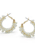 Gold Cream Pearl Wrapped Hoop Earrings # HNE90692GDCM