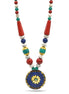 MULTI-COLOR BEAD GOLD ROUND PENDANT NECKLACE#FWNK-2109-72