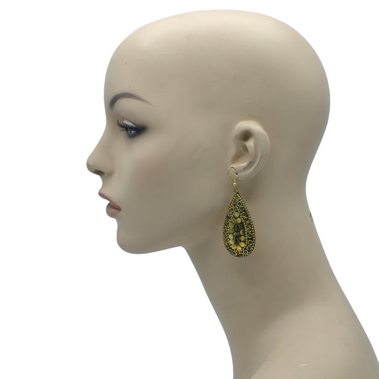 GOLD BROWN TEARDROP EARRINGS # FWNK-2107-15-ER
