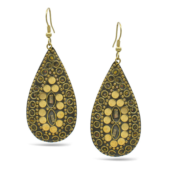 GOLD BROWN TEARDROP EARRINGS # FWNK-2107-15-ER