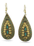 GOLD TURQUOISE TEARDROP EARRINGS # FWNK-2109-83-ER