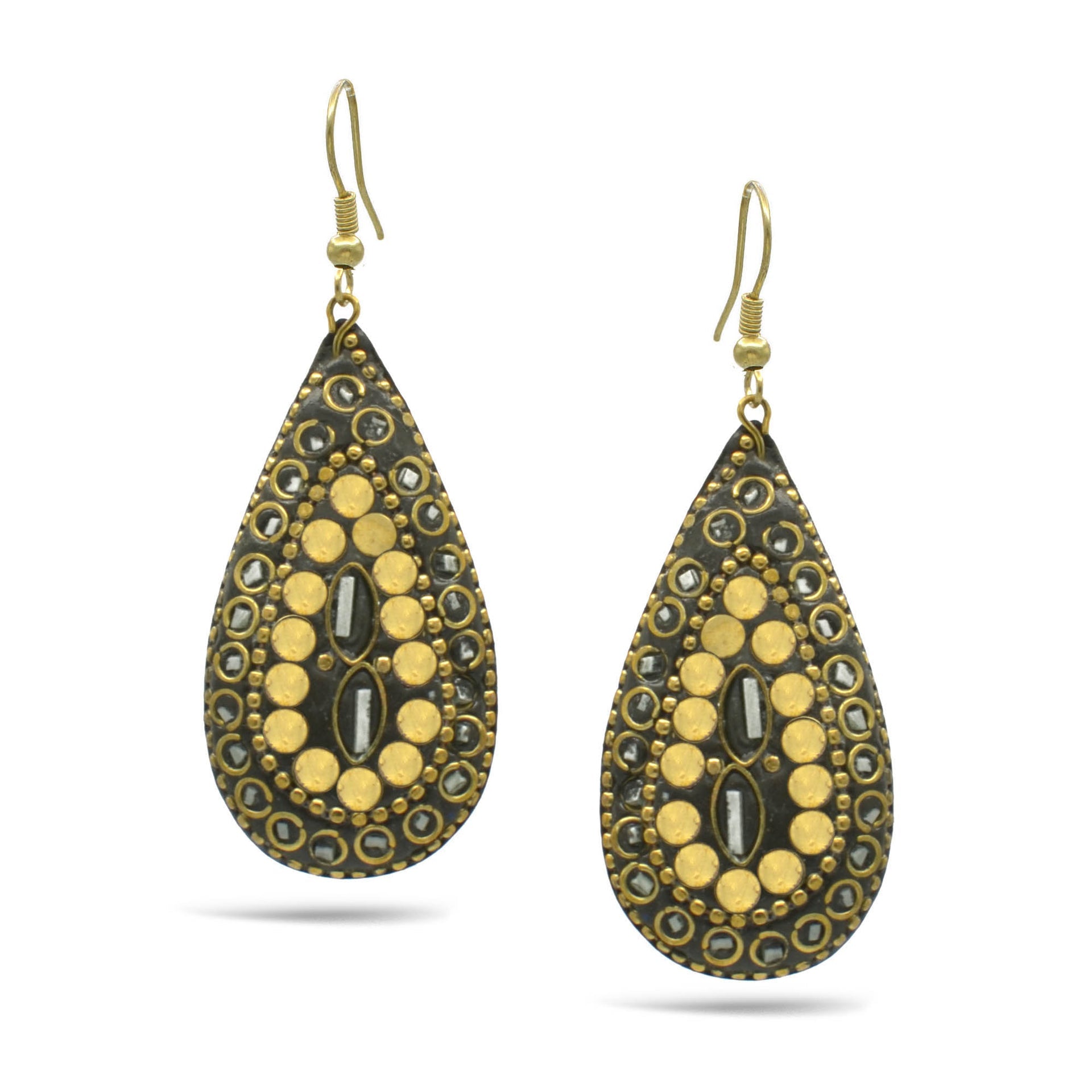 GOLD WHITE TEARDROP EARRINGS # FWNK-2109-85-ER