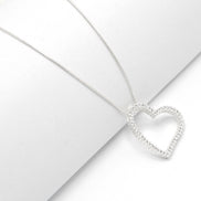 SILVER RHINESTONE HEART NECKLACE # HNN2013L-SIL/CRY