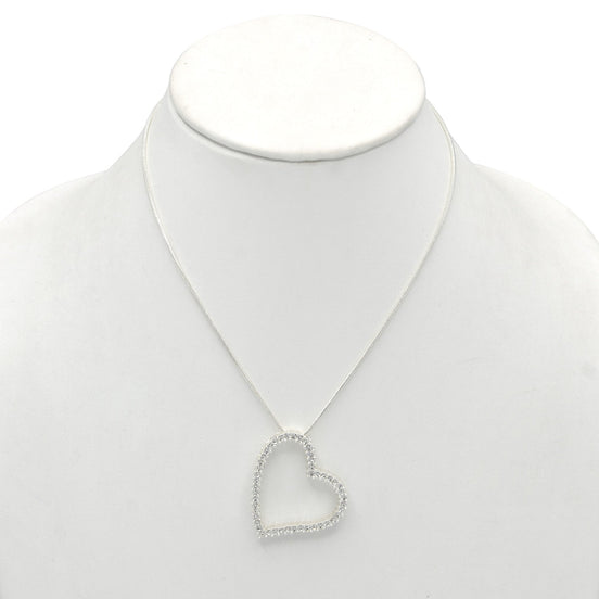 SILVER RHINESTONE HEART NECKLACE # HNN2013L-SIL/CRY