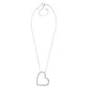 SILVER RHINESTONE HEART NECKLACE # HNN2013L-SIL/CRY