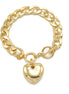 GOLD HEART CHARM  CUBAN CHAIN BRACELET #HNB90675GD