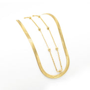 GOLD DOUBLE ROW SNAKE CHAIN CHOKER NECKLACE #HNN90673GD