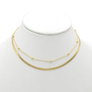 GOLD DOUBLE ROW SNAKE CHAIN CHOKER NECKLACE #HNN90673GD