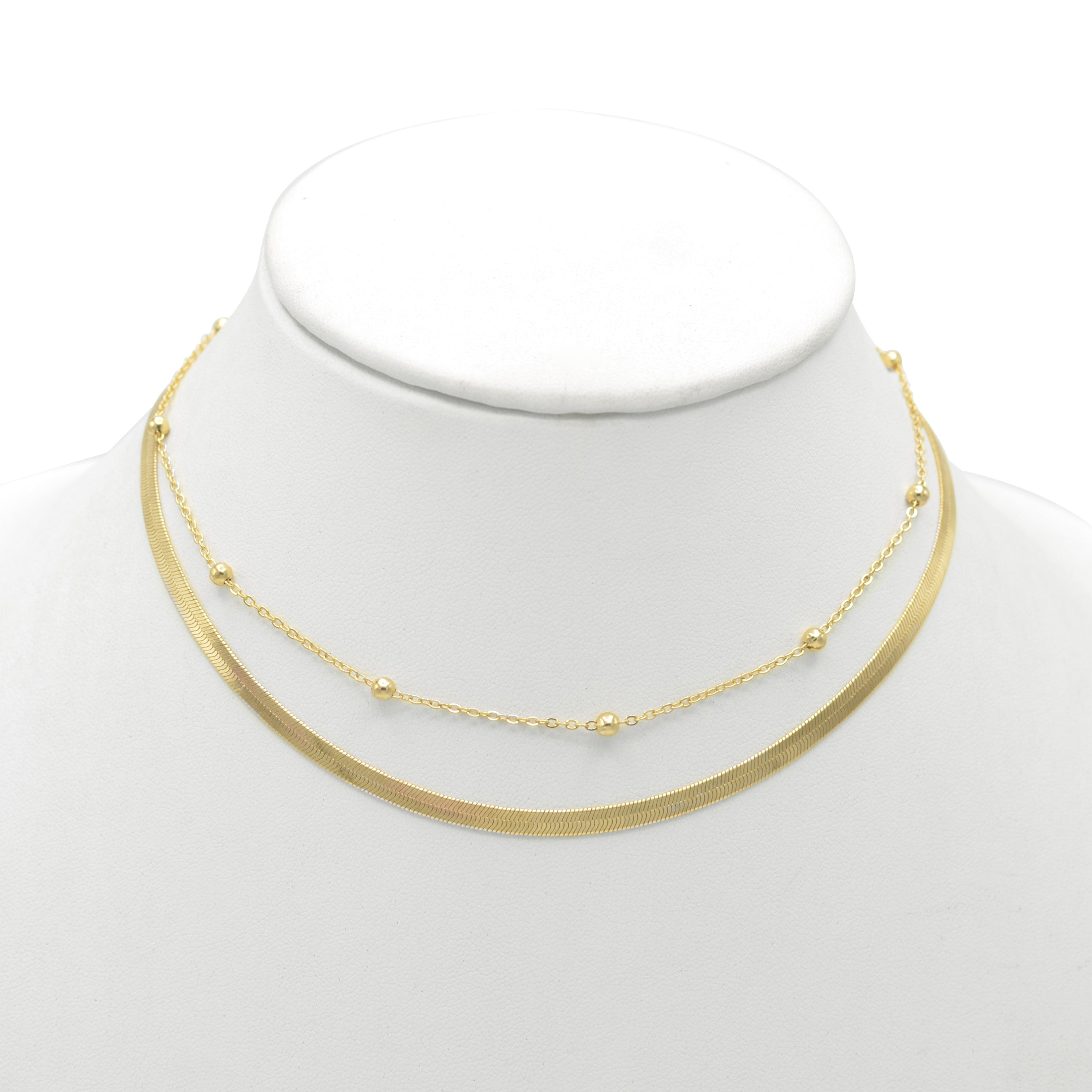 GOLD DOUBLE ROW SNAKE CHAIN CHOKER NECKLACE #HNN90673GD