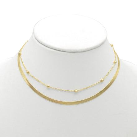 GOLD DOUBLE ROW SNAKE CHAIN CHOKER NECKLACE #HNN90673GD