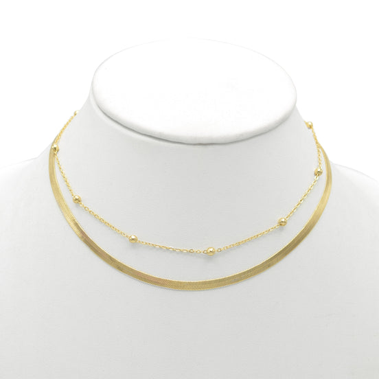 GOLD DOUBLE ROW SNAKE CHAIN CHOKER NECKLACE #HNN90673GD