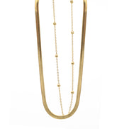 GOLD DOUBLE ROW SNAKE CHAIN CHOKER NECKLACE #HNN90673GD
