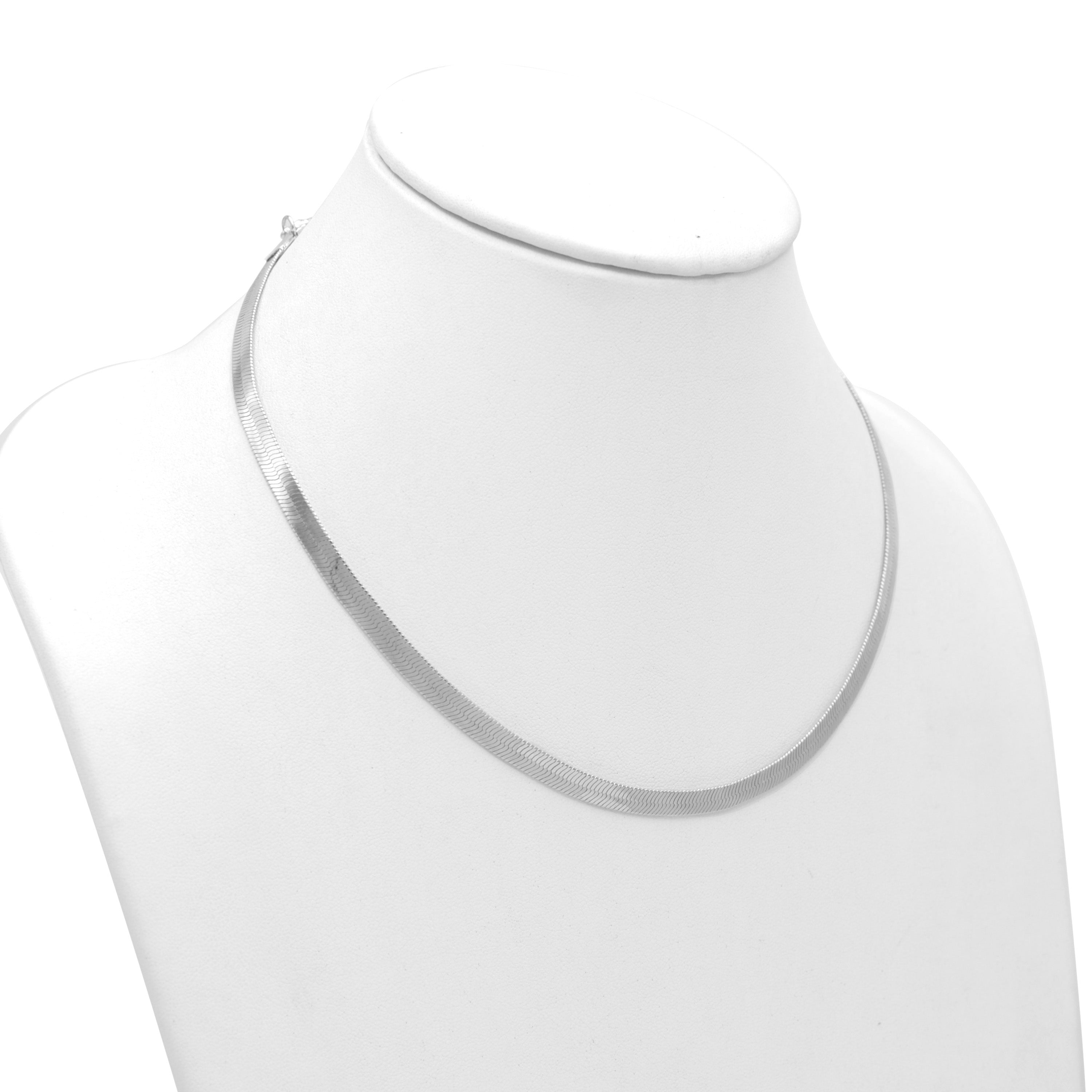 Rhodium Flat Snake Chain Necklace  #HNN90674RD(OA22)