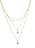 GOLD AND CREAM PEARL 3 ROW LAYER NECKLACE #HNN90668GD(RF13)