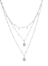 RHODIUM AND CREAM PEARL 3 ROW LAYER NECKLACE #HNN90668RD(RG13)
