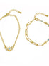 GOLD BLUE AND WHITE DOUBLE ROW EVIL EYE BRACELET #HNB90658GD(LD17/GF5)