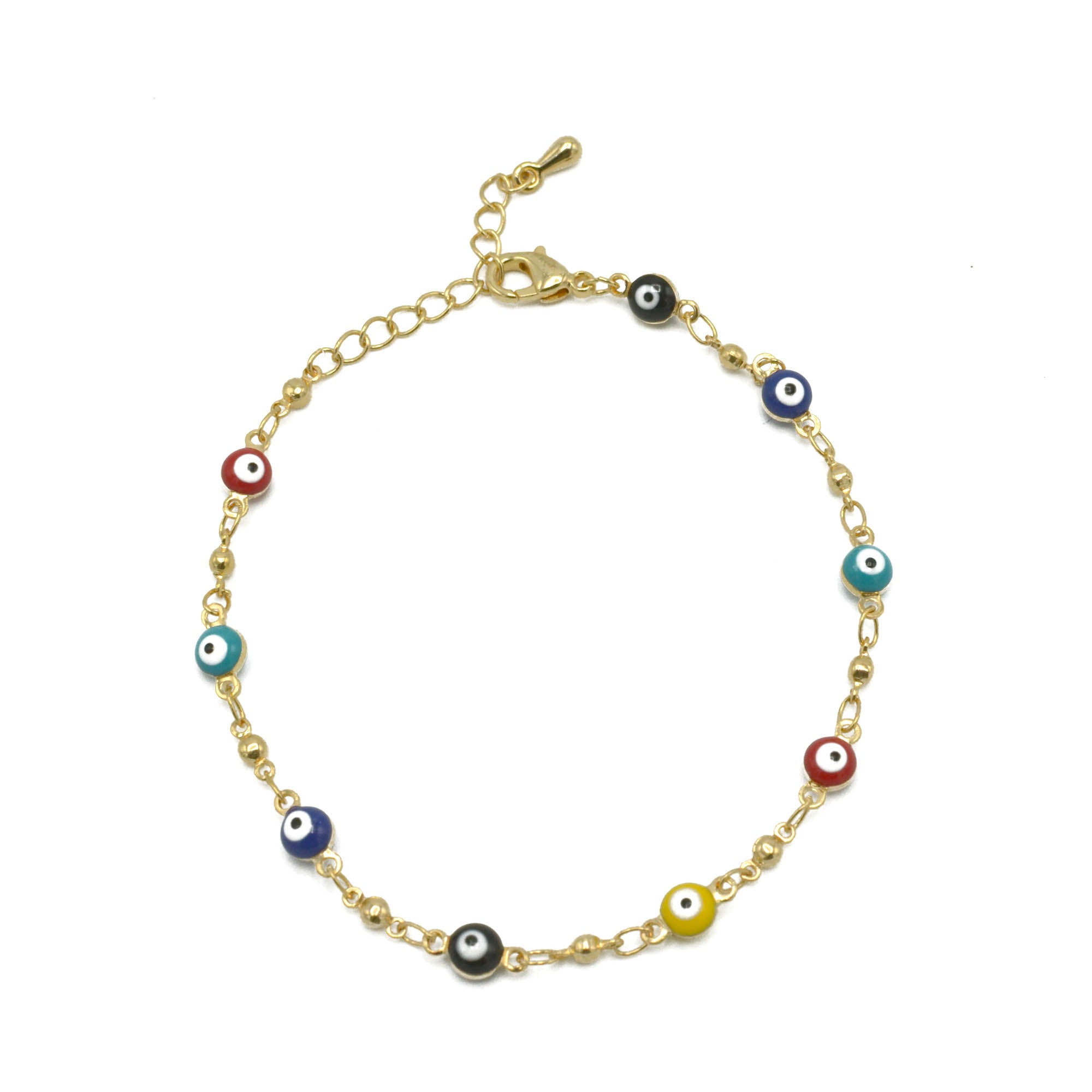 GOLD MULTI COLOR EVIL EYE BRACELET #HNB90659GDMT