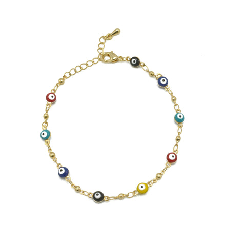 GOLD MULTI COLOR EVIL EYE BRACELET #HNB90659GDMT