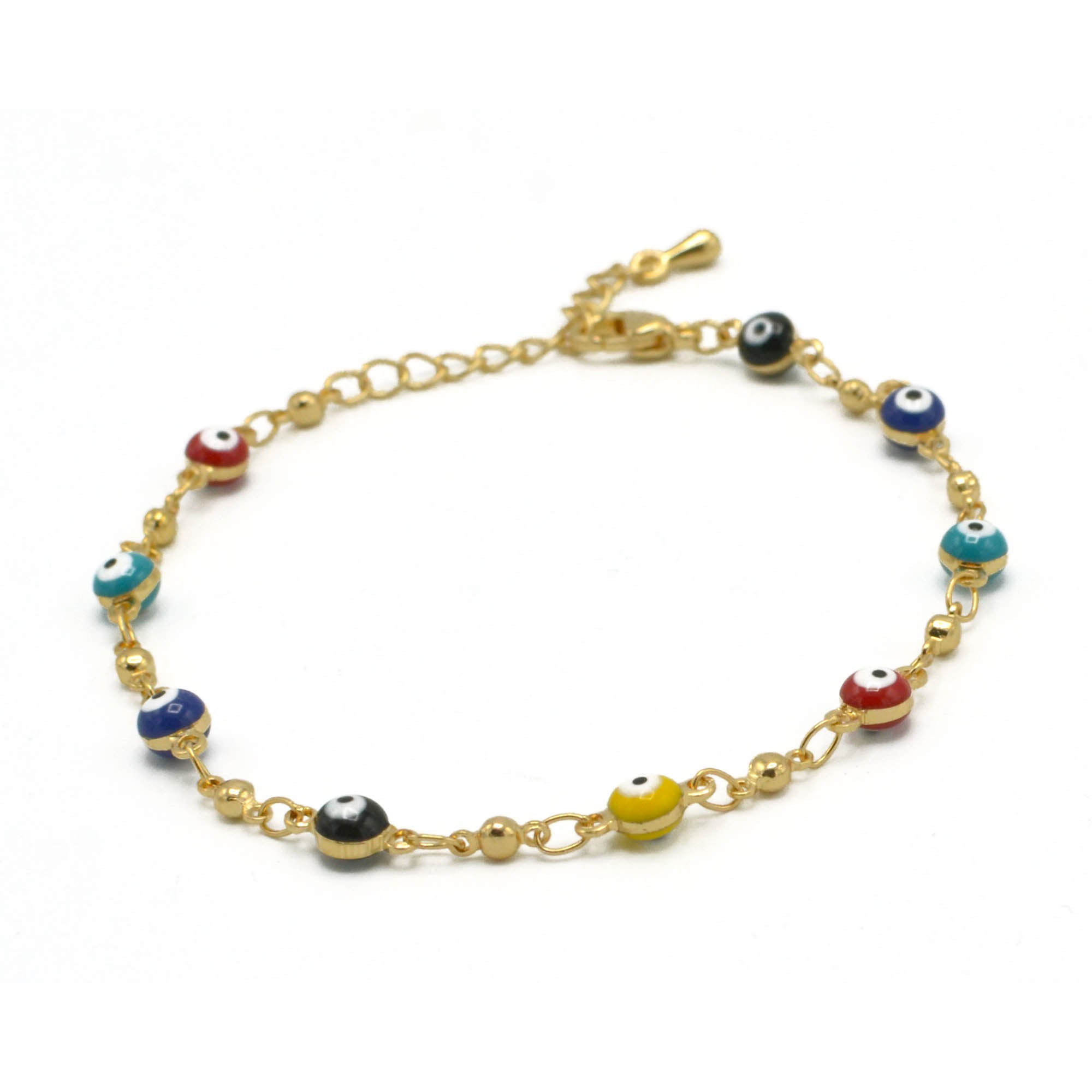 GOLD MULTI COLOR EVIL EYE BRACELET #HNB90659GDMT