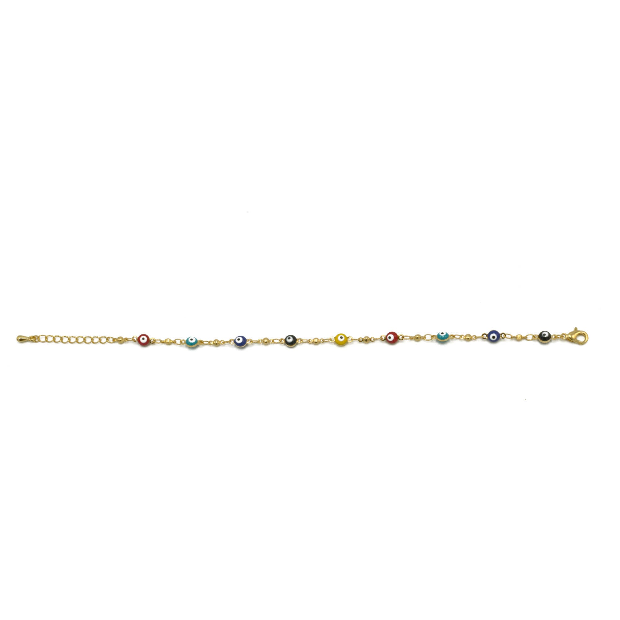 GOLD MULTI COLOR EVIL EYE BRACELET #HNB90659GDMT