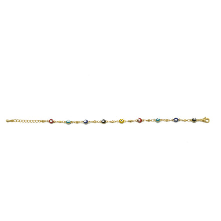 GOLD MULTI COLOR EVIL EYE BRACELET #HNB90659GDMT