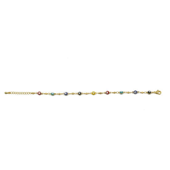 GOLD MULTI COLOR EVIL EYE BRACELET #HNB90659GDMT