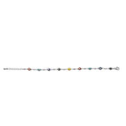 RHODIUM MULTI COLOR EVIL EYE BRACELET #HNB90659RDMT(LD22)