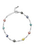 RHODIUM MULTI COLOR EVIL EYE BRACELET #HNB90659RDMT(LD22)