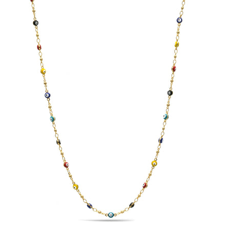Gold Multi Color Evil Eye Choker Necklace #HNN90721GDMT(LD26)