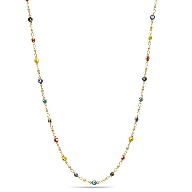 Gold Multi Color Evil Eye Choker Necklace #HNN90721GDMT(LD26)