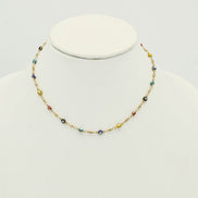 Gold Multi Color Evil Eye Choker Necklace #HNN90721GDMT(LD26)
