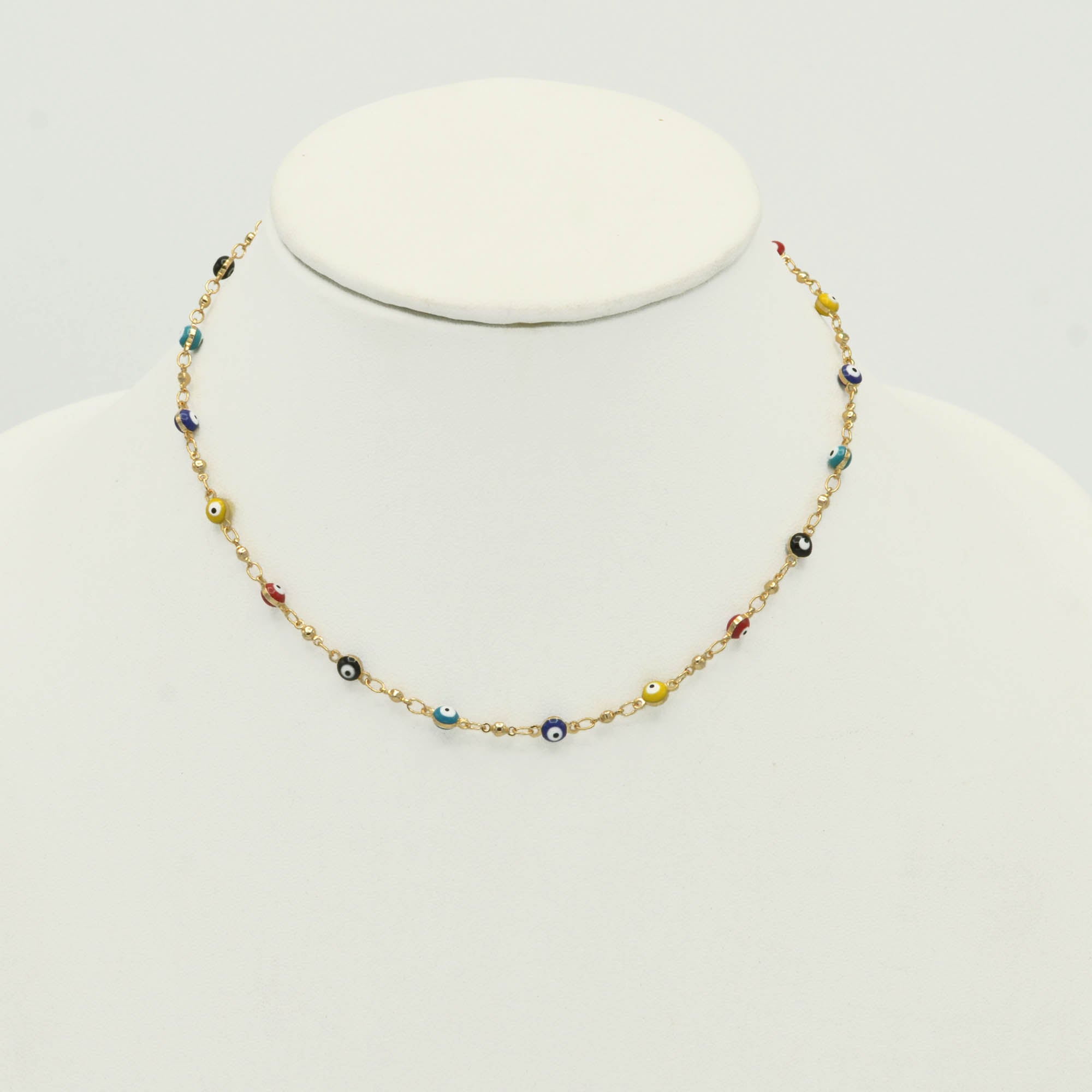 Gold Multi Color Evil Eye Choker Necklace #HNN90721GDMT(LD26)