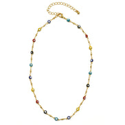 Gold Multi Color Evil Eye Choker Necklace #HNN90721GDMT(LD26)