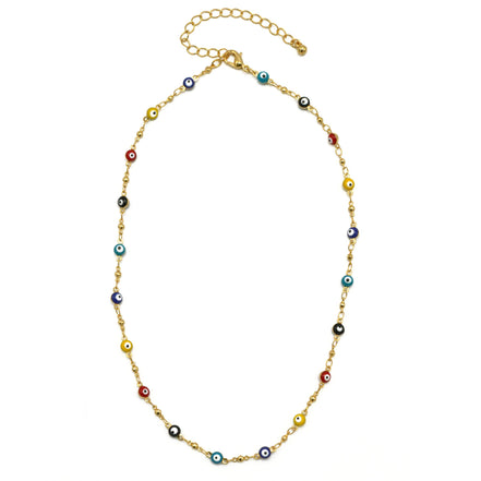 Gold Multi Color Evil Eye Choker Necklace #HNN90721GDMT(LD26)