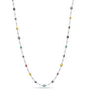 Rhodium Multi Color Evil Eye Choker Necklace #HNN90721RDMT(LD26)
