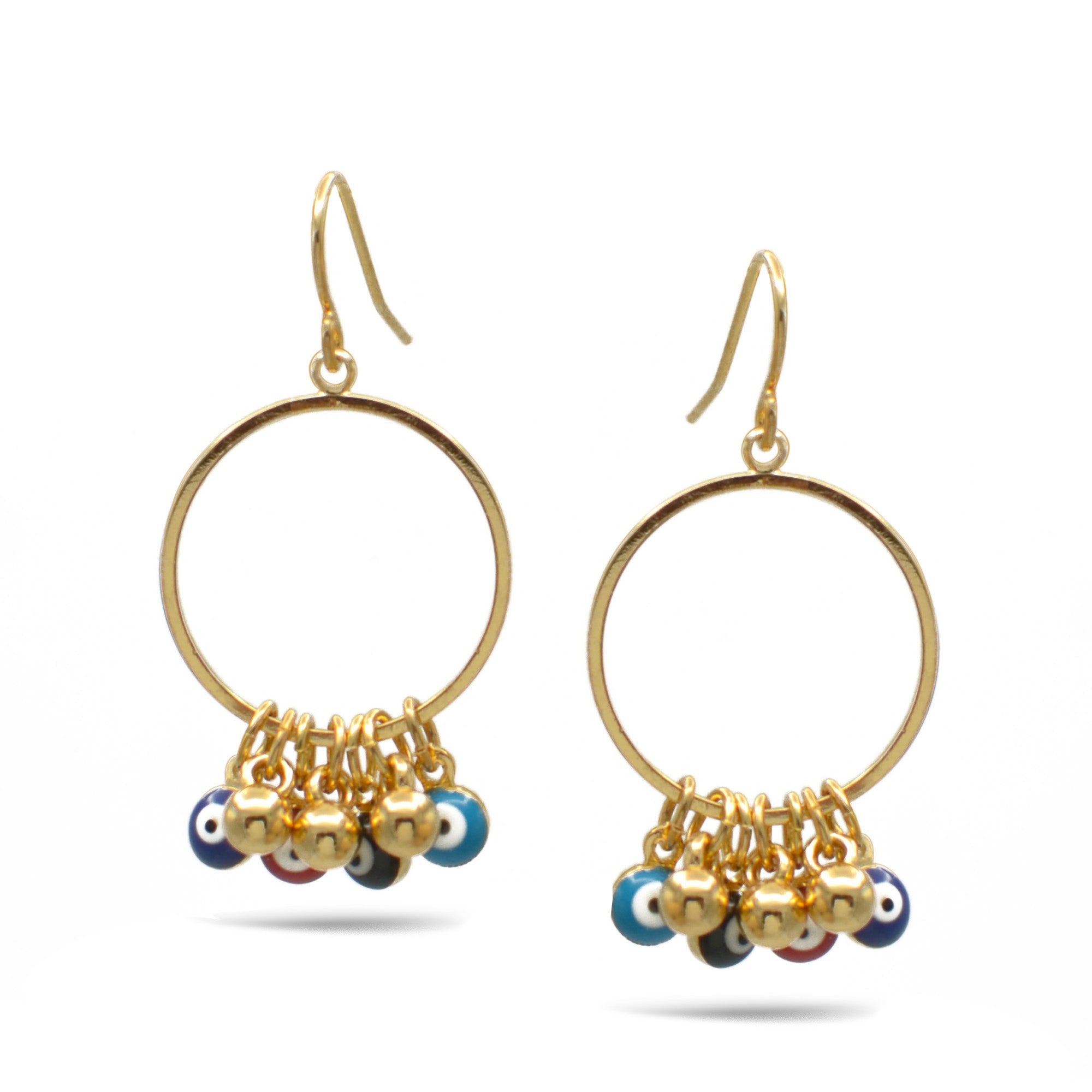 Gold Multi Color Evil Eye Earrings Set# HNE90722GDMT(LE23)