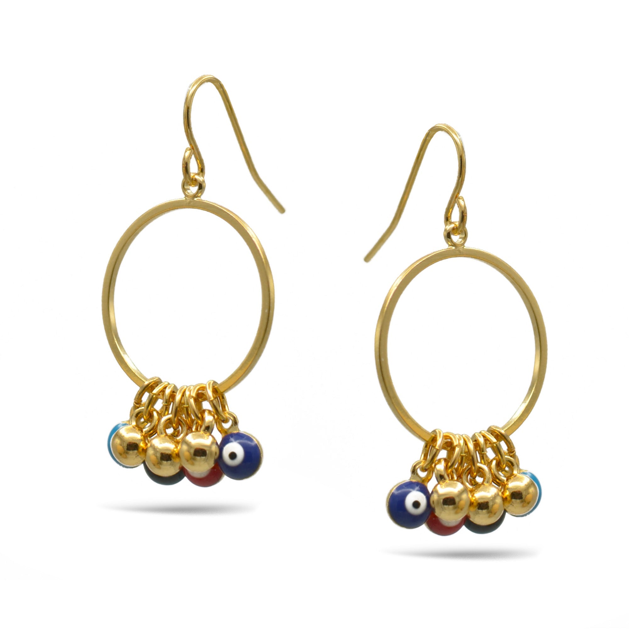 Gold Multi Color Evil Eye Earrings Set# HNE90722GDMT(LE23)