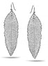 RHODIUM THIN LEAF DROP EARRINGS #HNE90713RD (GF10)