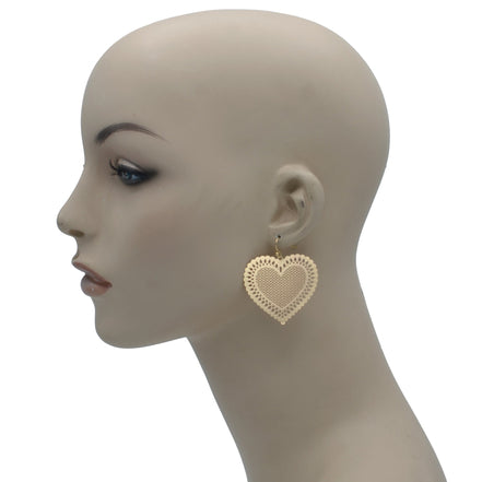 GOLD HEART DROP EARRINGS #HNE90698GD (GC7)