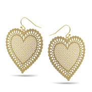 GOLD HEART DROP EARRINGS #HNE90698GD (GC7)