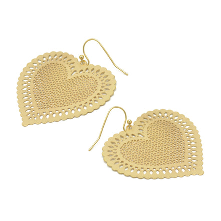 GOLD HEART DROP EARRINGS #HNE90698GD (GC7)